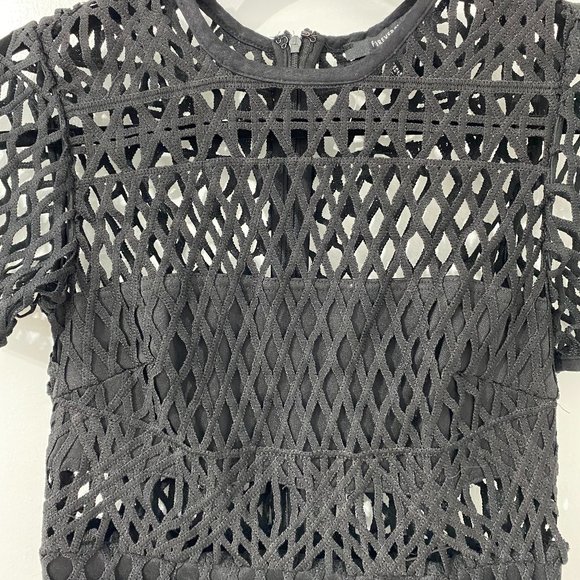 Caged Black Lace Insert Dress - Picture 2 of 4